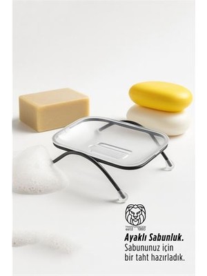 Findit Ayaklı Sabunluk – Su Giderli, Şeffaf Tasarım, 12 x 9 Cm, Tezgah Üstü Kullanım
