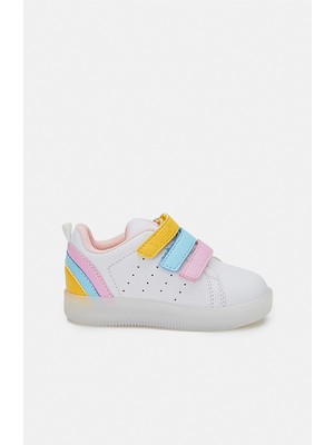 Vicco Işıklı Çocuk Spor Ayakkabı 26 Beyaz-Pembe Günlük Kullanım İçin Mikrofiber Taban