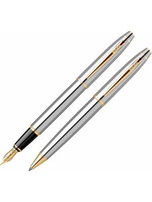 Scrikss Scrıkss Dolma Kalem & Tükenmez Kalem Set 35 Noble Gold Krom