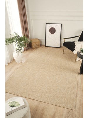 Konfor Halı Sisalux 3083 Bej Sisal Dokuma Jüt Kilim Hav Toz Vermez Halı Salon Mutfak Oturma Odası Halısı