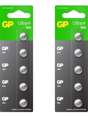 GP Batteries 189 Ultra Plus Lr54/189/V10Ga Boy Alkalin Düğme Pil, 1.5 Volt, 2 Kart, 10 Adet Pil