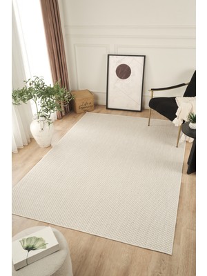 Konfor Halı Sisalux 3081 Krem Bej Sisal Dokuma Jüt Kilim Hav Toz Vermez Halı Salon Mutfak Oturma Odası Halısı