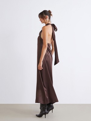Lc Waikiki Yeni Sezon Halter Yaka Saten Abiye Elbise