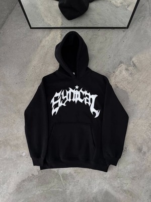 Stelol Üç Iplik Kapşonlu Baskılı Oversize Sweatshirt- Siyah