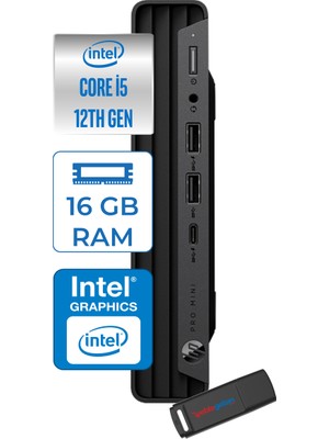 Hp Pro Mini 400 G9 Intel Core I5 12500T 4.4ghz Ddr4 16GB 1tb SSD UHD Graphics 770 Freedos Mini Bilgisayar 9M950ATF02 + Zettausb