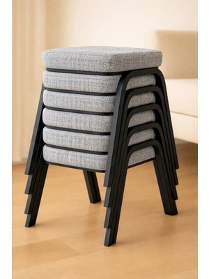 Ecowood Metal Tabure Seti 6 Parça Modern Tasarım İstiflenebilir Dayanıklı Metal Malzeme