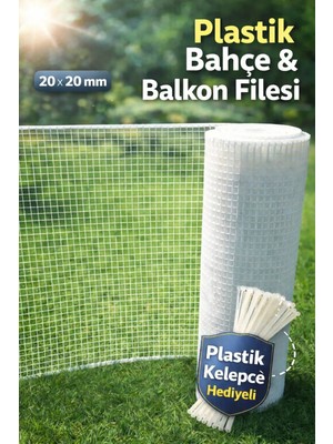 Nzl File Ambalaj Plastik Beyaz Dekoratif Bahçe Çiti Perde Balkon Filesi 20 mm Göz Kedi Filesi Kümes Filesi Çiti