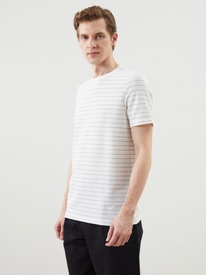 Lc Waikiki Yeni Sezon Bisiklet Yaka Kısa Kollu Çizgili Erkek Tişört
