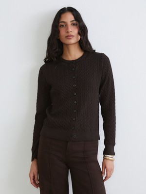 Lc Waikiki Yeni Sezon Bisiklet Yaka Kendinden Desenli Kadın Triko Hırka