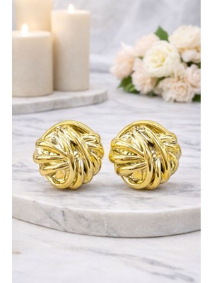 Vipfoni Gold Renk Italyan Düğüm Çelik Küpe