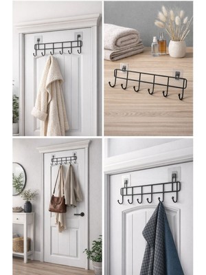 Hediye Bahçesi 6'lı Yapışkanlı Kapı Arkası Askı