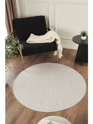 Konfor Halı Sisalux 3082 Beyaz Gri Yuvarlak Sisal Dokuma Jüt Kilim Hav Toz Vermez Mutfak Oturma Odası Halısı
