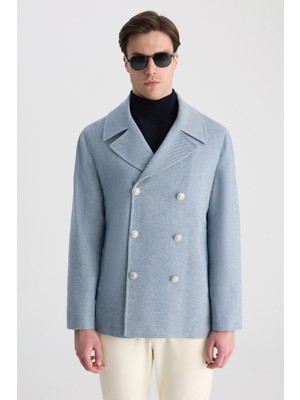 D'S Damat Ds Damat Slim Fit Mavi Diyogonal Palto 5HF08IR18107M