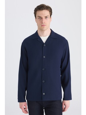 Twn Relaxed Lacivert Örme Gömlek Ceket 5EC04KV30340M