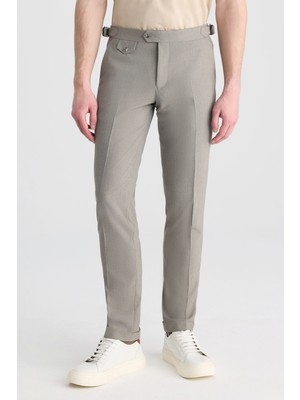 D'S Damat Ds Damat Slim Fit Vizon Armürlü Kumaş Pantolon 5HF03KV21321M