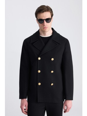 D'S Damat Ds Damat Slim Fit Siyah Diyogonal Palto 5HF08IR18107M