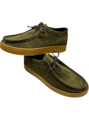 Sula Erkek Iki Bağcıklı Sisley Model Süet Haki Içi Deri Dikişli Kauçuk TABAN-105-HAKİ