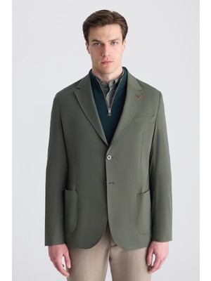 D'S Damat Ds Damat Comfort Haki Düz Kumaş Ceket 5HC04ST15404M