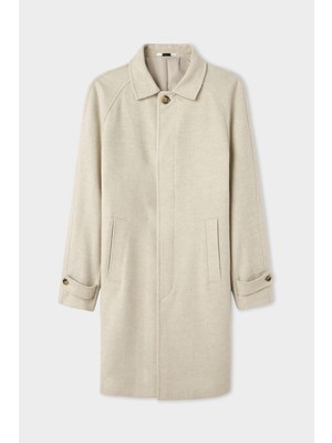 D'S Damat Ds Damat Slim Fit Bej Balıksırtı Palto 5HF08IR09200M