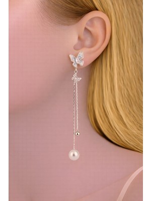 Shemora Taş Işlemeli Kelebek Tasarım Çelik Küpe