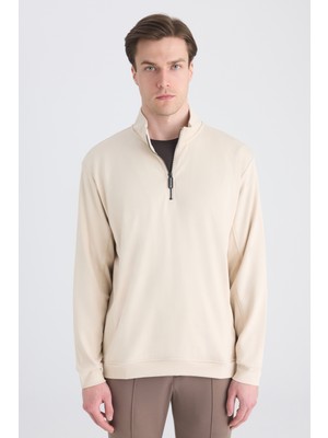 D'S Damat Ds Damat Regular Fit Bej Düz Sweatshirt 5HCE26172202M
