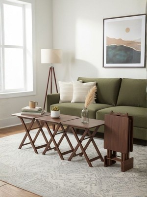 Gazzini Furniture Gazzini Pack Kare 4'lü Ahşap Çanta Zigon Sehpa