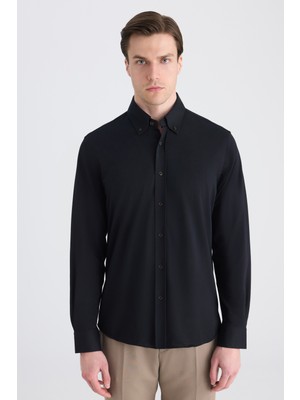 D'S Damat Ds Damat Comfort Siyah Örme Gömlek 5HC02TD02265M