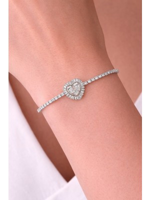 Shemora Taş Işlemeli Kalp Detaylı Çelik Bileklik