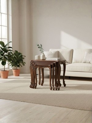 Gazzini Furniture Majestic Fransız Still 4'lü Ahşap Zigon Sehpa