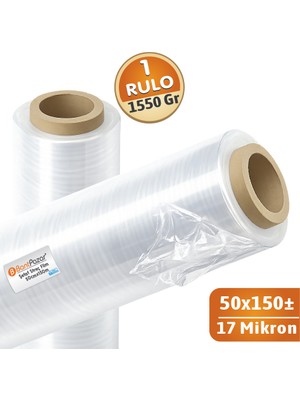 BantPazar Şeffaf Palet Streç Film 1550 gr | 50 cm x 150± Mt | 17 Mikron Yerli Üretim Ambalaj Paketleme