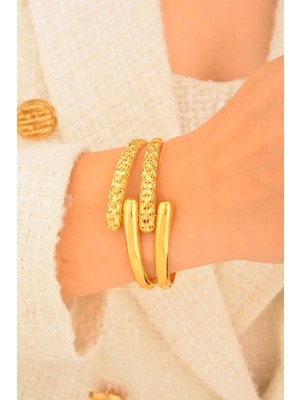 Cebeci Yarı Işlemeli Kelepçe Bilezik