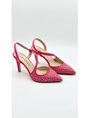 Emienza Lolı Mat Saten Taşlı Dekolte Sivri Burun Abiye Ayakkabı