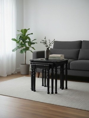 Gazzini Furniture Capri 4'lü Ahşap Zigon Sehpa