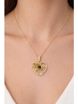 Shemora M Harfli Kalp Detaylı Çelik Kolye