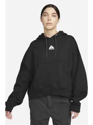 Nike Acg Therma-Fıt Loose Fit "tuff Knit" Fleece Hoodie Women's  Kadın Bol Kesim Polar Sweatshirt Siyah