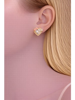 Shemora Kurdela Detaylı Kalp Tasarım Çelik Küpe