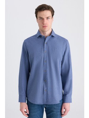 D'S Damat Ds Damat Comfort Indigo Gabardin Gömlek 5HC02KX03327M