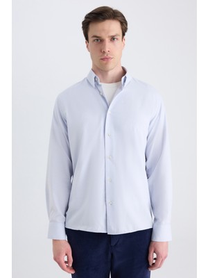 D'S Damat Ds Damat Slim Fit Gri Armürlü Gömlek 5HF02TA08280M