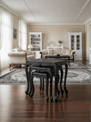 Gazzini Furniture Majestic Fransız Still 3'lü Ahşap Zigon Sehpa