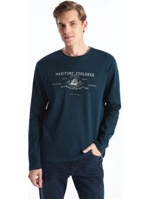 Lc Waikiki Yeni Sezon Bisiklet Yaka Uzun Kollu Baskılı Erkek Sweatshirt