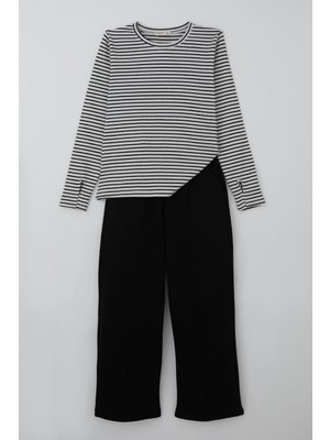 Breeze Kız Çocuk Pantolonlu Takım Parmak Detaylı 8-14 Yaş, Beyaz