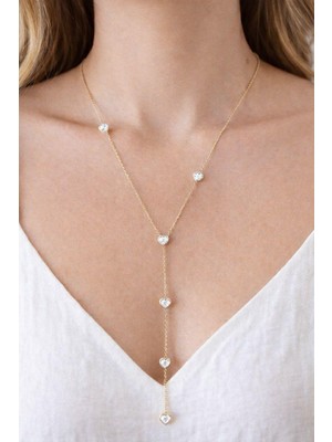 Shemora Kalp Detaylı Taşlı Çelik Kolye