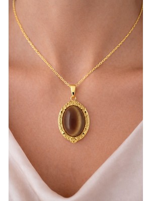 Shemora Doğal Taşlı Çelik Kolye Ucu