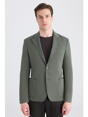D'S Damat Ds Damat Slim Fit Haki Düz Kumaş Ceket 5HC04ST14436M
