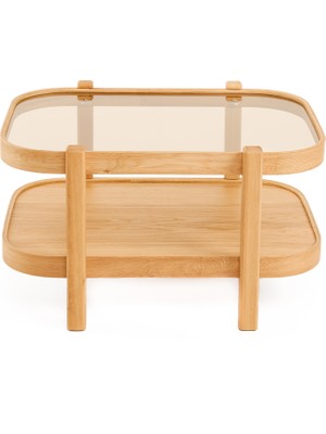 Eymense Togo Camlı Yan Sehpa Meşe