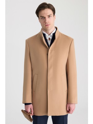 Twn Slim Fit Camel Düz Palto 5EF08KV29600M