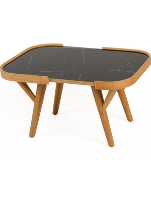 Eymense Butterfly Yan Sehpa Mermer Desen Siyah