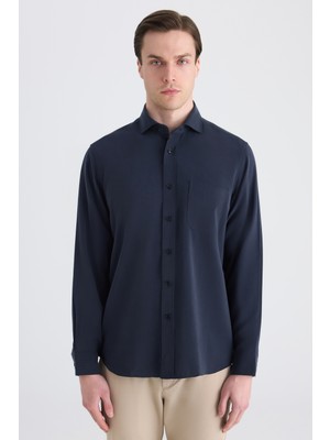D'S Damat Ds Damat Comfort Lacivert Düz Gömlek 5HC02KC01327M