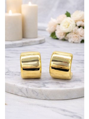 Vipfoni Gold Renk Bombe Halka Çelik Küpe