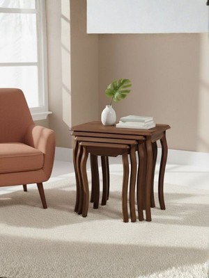 Gazzini Furniture Milano 4'lü Ahşap Zigon Sehpa